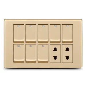 Factory Supplier nepal 8 Gang Switch With Double 2 Pin Socket panel