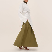 Nouvelle Collection 2026 : Ensemble Coordonné Modeste Asymétrique pour Femme Musulmane – Haut à Manches Longues et Jupe Longue Plissée