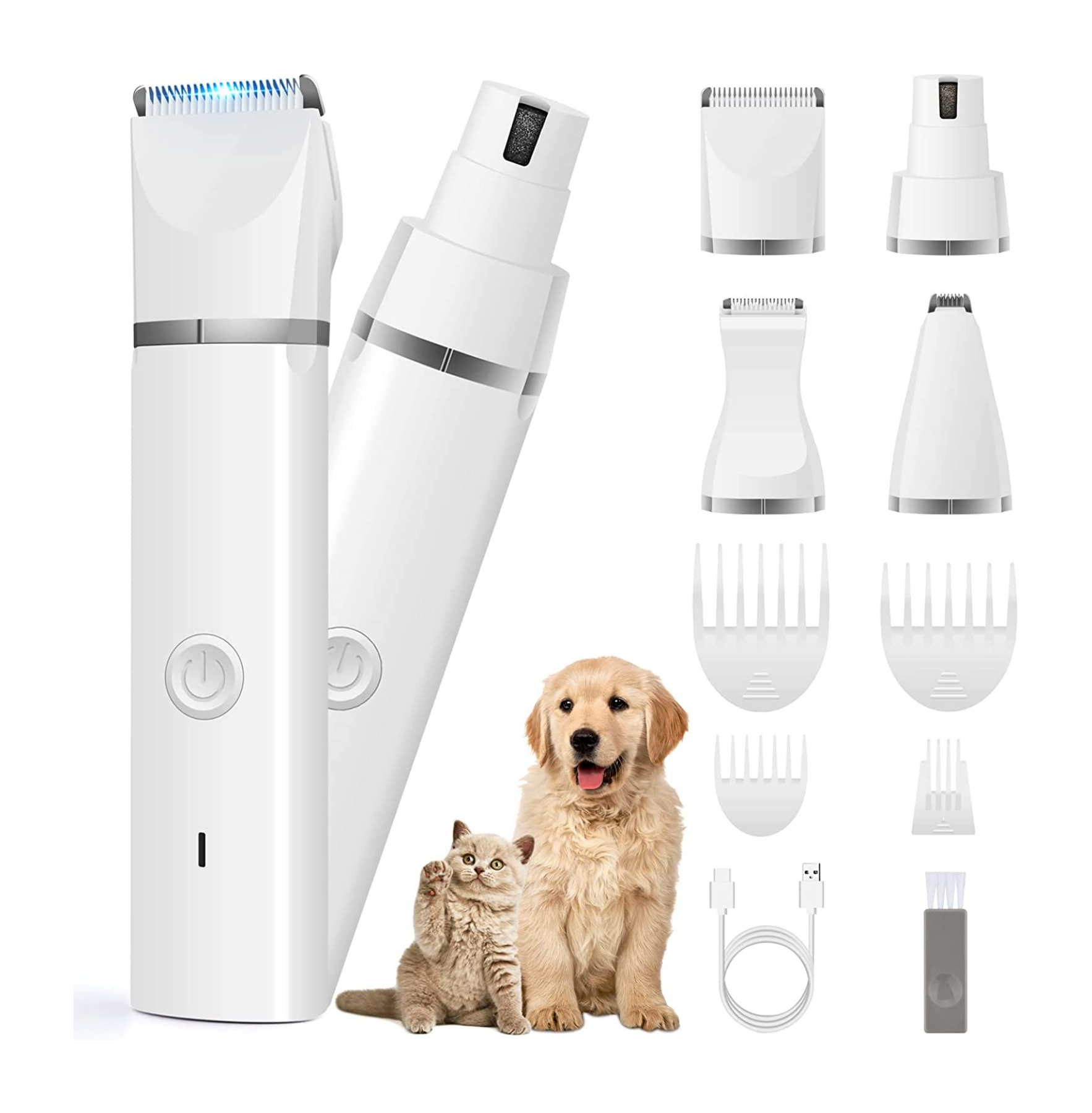 Birden kafaları Pet Clippers tımar kiti köpek saç kesme makinası düşük gürültü şarj edilebilir kedi kürk düzeltici akülü saç kesme makinesi