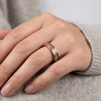 Opale de feu écrasée or Rose 4mm bande de mariage de tungstène promesse des femmes bague d'anniversaire de fiançailles pour les fêtes