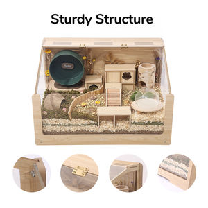 Tam şeffaf görüntüleme ile suriye hamsterler için Tafit özelleştirilebilir ahşap <span class=keywords><strong>Hamster</strong></span> kafes büyük akrilik açılabilir üst katı inşa - Product Image 4