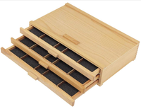 Coffre de rangement pour artiste en bois massif à 3 tiroirs, organisateur de studio pour tubes de peinture