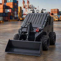 Chargeuse compacte sur pneus de 1,5 tonne avec moteur diesel CE EPA EURO 5 de 25 CV, capacité de 1000 kg à 1200 kg, avec pelle rétrocaveuse, déchiqueteuse de souches, souffleuse à neige et tarière
