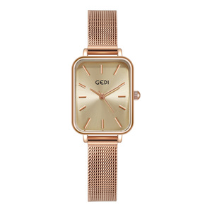 Petite montre carrée pour femme, style simple, ultra-fine, à quartz, en acier inoxydable, étanche, avec bracelet en maille. - Product Image 5