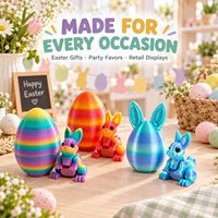 Ensemble de jouets lapin articulé imprimé en 3D personnalisé, figurine de lapin en PLA avec œuf de Pâques de rangement pour cadeaux, faveurs de fête, OEM ODM