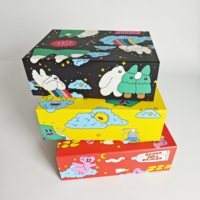 Exquise haute vente de boîte-cadeau de luxe personnalisé magnétique belle bande dessinée boîte d'emballage pliante en carton imprimé