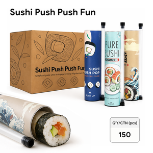 Envase de Papel Impreso Personalizado para Sushi Push Pop, Contenedor Desechable para Rollos de Sushi con Tubo para Salsa - Product Image 1