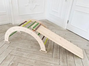 Marco de escalada de madera para niños y niños pequeños Triángulo de roca con rampa y <span class=keywords><strong>Arco</strong></span> <span class=keywords><strong>Iris</strong></span> Equipo de entrenamiento sensorial - Product Image 5