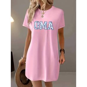 Abito da donna con stampa floreale e grafica, nuovo stile casual, girocollo, vita elasticizzata, lunghezza al ginocchio, stampa frontale - Product Image 6