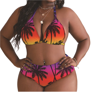 Maillots de bain tendance pour l'été, grande taille, OEM, à rayures florales, cool, à volants, style de vacances extrême, sexy, imperméable, bikini - Product Image 1