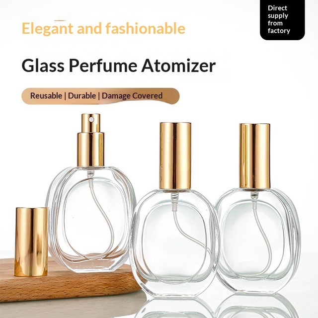 Simple Glass Spray Perfume Bottle Press-Type Cosmetic Refill Transparent Glass Beauty Packaging Bottle Wholesale Custom Logo MOQ