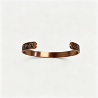 Brazalete Abierto con Patrón de Gran Muralla China, Brazalete Terapéutico de Cobre Rojo con Energía Magnética, Ajustable, Regalo para Hombres y Mujeres