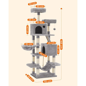 Moderno lusso XL Basic grige torre graffiante per gatti grande adulto Indoor <span class=keywords><strong>Cat</strong></span> <span class=keywords><strong>Tree</strong></span> alta arrampicata decorazioni per la casa fatte di carta resistente - Product Image 5