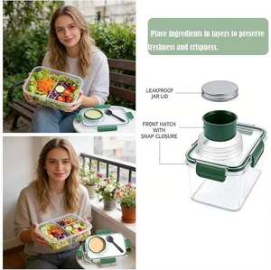 Boîte à salade portable Chinagama pour l'extérieur, avec compartiment intégré, nouvelle version, anti-fuite, grande capacité, pour la vente en gros - Product Image 2