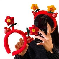 Serre-tête et pince à cheveux pour filles, style chinois, fait main, motif 'Fleur de l'argent' du Nouvel An et Danse du Lion, pour le lavage du visage, coiffe porte-bonheur