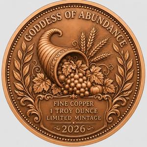 DETTA DESSA DELLA ABUNDANZA, Moneta Commemorativa in Rame Puro 999 da 1 Oncia, con Rilievo Alto, Prezzo <span class=keywords><strong>di</strong></span> Fabbrica - Product Image 2