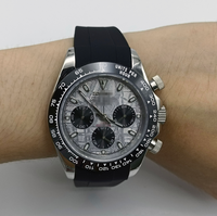 Montre à mouvement VK63, montre argentée avec calendrier, matériau en acier inoxydable 904L, six aiguilles, chronographe segmenté, montre pour homme