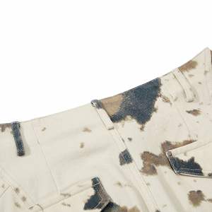 Pantalon cargo unisexe en toile, coupe décontractée, jambe large, ourlet arrondi, imprimé camouflage motif vache, style décontracté, streetwear, workwear - Product Image 3