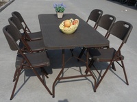 BEST-SELLER - Meubles de jardin modernes pour l'extérieur - Table pliante de 6 pieds - Surface en plastique - Étanche - Écologique - Portable - Pour le parc