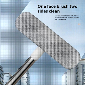Limpiador de pantalla de malla cuadrada, clip de papel para polvo, limpiador de pantalla húmedo y seco con limpiaparabrisas de mango <span class=keywords><strong>largo</strong></span> para ducha, suelo de vidrio, blanco - Product Image 5