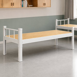 <span class=keywords><strong>Letto</strong></span> <span class=keywords><strong>Singolo</strong></span> in Metallo con Telaio in Acciaio Bianco Larghezza 1500mm con Doghe in Legno e Sponde Protettive per Camera da <span class=keywords><strong>Letto</strong></span>, Dormitorio, Appartamento e Progetti - Product Image 5