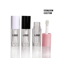 En stock, tubes de gloss à lèvres multicolores, capacité de 6 ml, contenants PETG vides, grand applicateur à pinceau, boîte emballée pour cosmétiques, rouge à lèvres