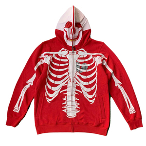 Felpa con cappuccio da uomo con Zip integrale stampata con scheletro personalizzata di nuova moda - Product Image 2