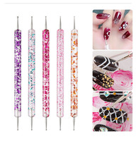 Stylo à double pointe en acrylique pour nail art, 5 pièces par lot, stylo à points