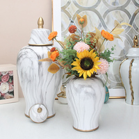 J076 Vase de luxe en marbre pots de gingembre blanc en céramique autres vases de table en porcelaine pour décoration de maison pièce maîtresse de mariage