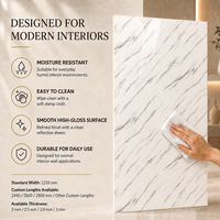 Panneau mural en PVC brillant MORLENX, imitation marbre blanc à veines linéaires, pour projet de bureau contemporain