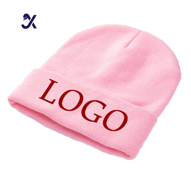 JX Custom Beanie Manufacturer Premium Winter Hat Cuffless Beanie Star Jacquard Acrylic Woven Knit Toque White Speckled Beanie