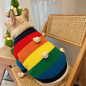 Suéter para Perro de Razas Pequeñas a Medianas - Diseño de Osito de Peluche Arcoíris, Ideal para Otoño e Invierno, Mantiene a tu Francés, Corgi, Shi - Product Image 2
