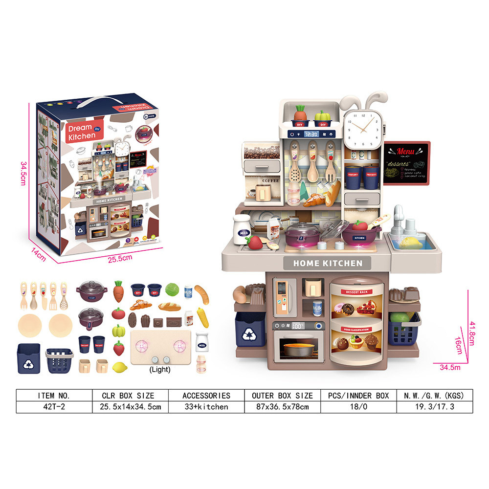 Mesa de comedor de cocina iluminada [rosa] - Caja de color en inglés