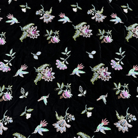 Tissu en velours brodé d'oiseaux et de fleurs, orné de paillettes de luxe pour robe élégante, robe de soirée, matière pour vêtements