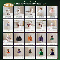 YACHEN Décorations suspendues en peluche Sorcière d'Halloween et Poupée Bonhomme de neige de Noël pour arbre, fête, boîte cadeau, OEM, vente en gros