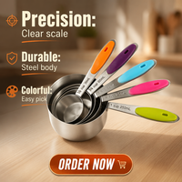 Ensemble de 10 ustensiles de mesure de cuisine empilables colorés, outils de pâtisserie, cuillères et tasses à mesurer en acier inoxydable pour la cuisine