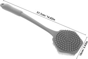 Éponge exfoliante corporelle en silicone tendance avec long manche, brosse en nylon et acier inoxydable pour le cuir chevelu et le dos, pour le bain - Product Image 2