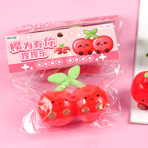 Nuevo Juguete Antiestrés Kawaii de Cereza Roja, Regalo Creativo para Niños y Adultos, Juguete Blandito de Fruta - Product Image 5