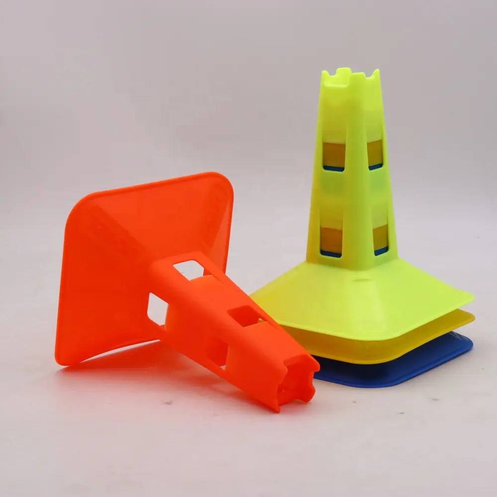 9 Inch Assorted color plastic sports cones with holes