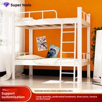 Lit double personnalisé au design moderne, dortoir universitaire, lit combiné avec cadre en fer, échelle de plancher pour l'école ou l'appartement