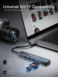 Hub USB 3.0 <span class=keywords><strong>TUTI</strong></span> 5-in-1 con HDTV 4K e PD100W, Splitter in Lega di Alluminio per Laptop con Docking Station Type-C, Disponibile - Product Image 6