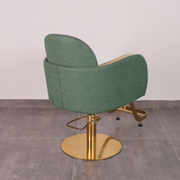 Équipement de coiffure durable, chaise de barbier rotative de luxe moderne pour salon de beauté, chaise de coiffure verte dorée pour salon de coiffure