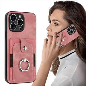 Étui portefeuille pour 11/12/13/14/15/16 Pro Max avec porte-cartes, anneau rotatif, support magnétique antichoc pour téléphone - Product Image 1