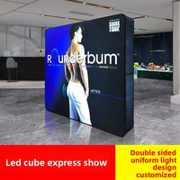 Écran LED Cube Pliable Double Face pour Stand d'Exposition, Rideau Rapide, Boîte à Lumière, Toile Murale Standard en Maille pour Équipement de Salon Professionnel