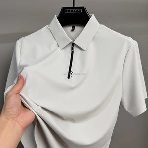 Polo en soie glacée à demi-zip, manches courtes, été, sans repassage, col business, décontracté, logo <span class=keywords><strong>cheval</strong></span>, t-shirt - Product Image 5