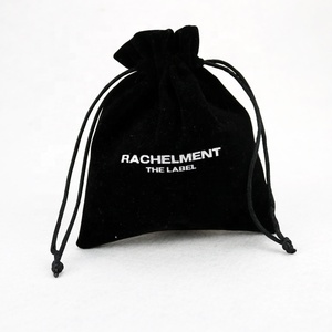 Bolsa de Regalo de Terciopelo Negra Personalizada con Logotipo, Bolsa de Joyería con Cordón de Gamuza para Empaque y Exhibición de Joyas - Product Image 1