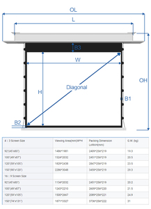 Cadre vidéo Ultra HD Matériau aluminium argenté <span class=keywords><strong>Motorisé</strong></span> Écran de projection électronique de plafond de 120 pouces - Product Image 4