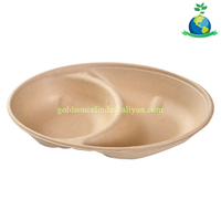 Assiettes à dîner écologiques jetables, écologiques, boîte à aliments avec couvercle, 2 compartiments