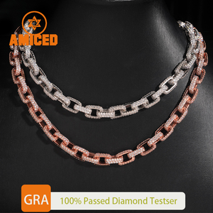 Chaîne cubaine personnalisée pour homme Hip Hop, moissanite, argent 925, sertie de diamants VVS, or rose, chaîne cubaine épaisse Miami, bijoux - Product Image 4