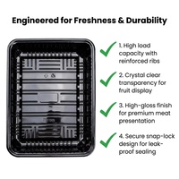 Barquette d'emballage alimentaire jetable en plastique PET PP écologique pour fruits et viandes, qualité alimentaire, service OEM ODM personnalisé pour supermarchés et vente au détail